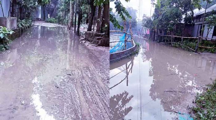 সামান্য বৃষ্টিতেই জলাবদ্ধতা - দুর্ভোগে মাহমুদপুরের এলাকাবাসী